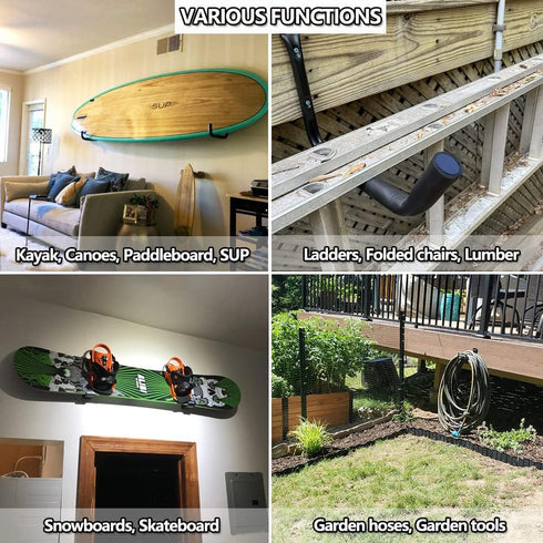 Kayak Racks for Outdoor Storage, Heavy Duty Wall Mount for Canoe, Paddle Board, Bicycle, and Tools
