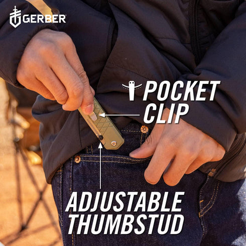 Gerber Gear Zilch Pocket Knife - Folding Knife with 3.1" Plain Edge Blade, EDC Gear, Lichen Green