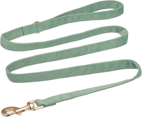 Corduroy Dog Leash, 5 Ft Length for Small Medium Large Dogs (Grass Green, Medium)