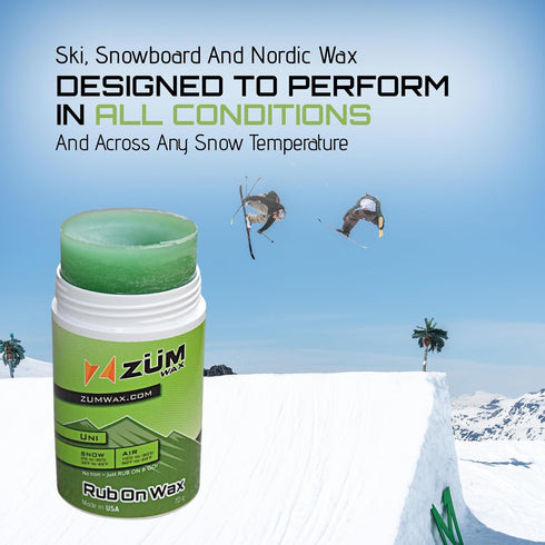ZUMWax Rub-On Ski/Snowboard Wax, 70g, Any Temperature, Easy Cork Applicator, Made in USA