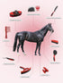 9-Piece Set Harrison Howard Horse Grooming Kit, with Non-Slip Silicone Grip for Bathing, Shedding & Hoof Care Red