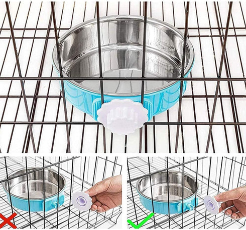 Stainless Steel Removable Pet Food Bowl, Anti-overturn Water Feeder Container, 2 Set for Small Dog/Cat/Rabbit, Easy to