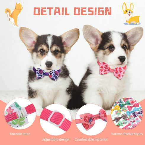 80 Pcs Dog Bows, Assorted Pattern Bow Ties for Small Dogs, Dog Bowtie Collar Bows for Small Medium Puppy Pet