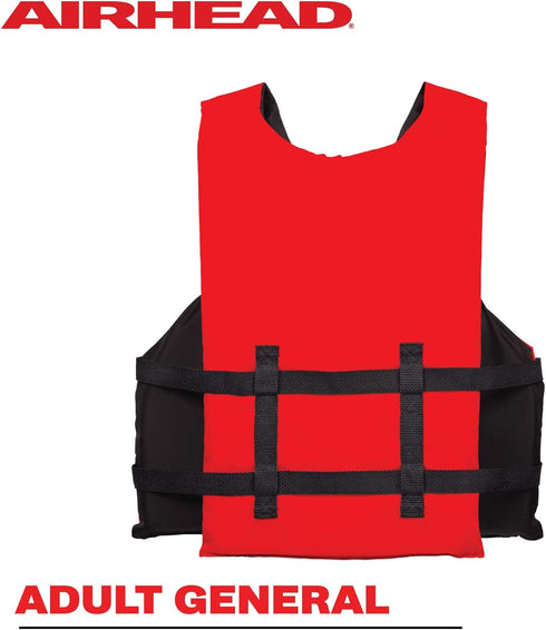 Airhead General All Purpose Life Jacket, US Coast Guard Approved Type III Life Vest, Perfect for Boating and Personal