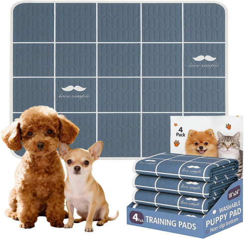 Washable Puppy Pads with Pheromones, 4 Pack - Super Absorbent Leakproof Reusable