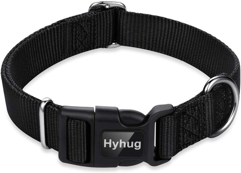 Hyhug Classic Regular Solid Color Collection Pup Dog Collar, Small, Black