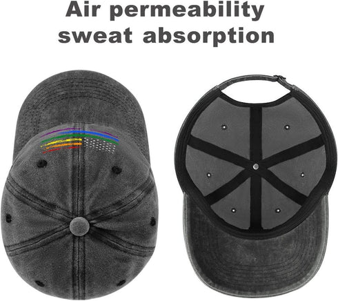 LGBT Pride Baseball Hat, Rainbow Denim Adjustable Vintage Cap, Love is Love for Men and Women