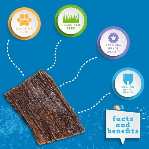 (1 LB) Jack&Pup Beef Gullet Bites Gullet Jerky for Small, Medium Dogs, Single Ingredient Beef Esophagus Dog Treats