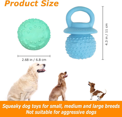 (2 Latex Chew Dog Toys, Novelty Squeaky Pacifier Dog Toys for Teething Puppies, Mild Chewing Small, Medium, Large Dogs