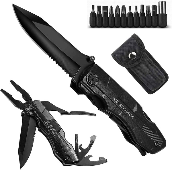 Pocket Multitool Tactical Knife with Blade, Saw, Plier, Screwdriver, Bottle Opener, Full Stainless Steel