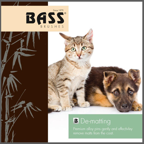 Bass Brushes Soft Slicker Pet Brush with Bamboo Handle and Rubber Grips for Grooming