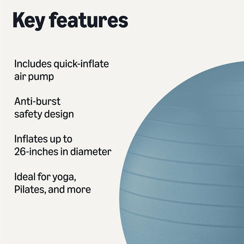 23-26" Amazon Basics Anti-Burst Exercise Ball with Pump, Diameter