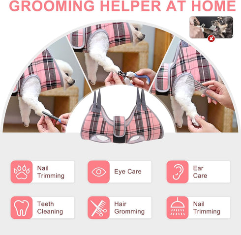 BEAUTYZOO Dog Grooming Hammock for Small Dogs Cats - Sling for Nail Trimming/Clipping with Thick Fabric Neck Support &