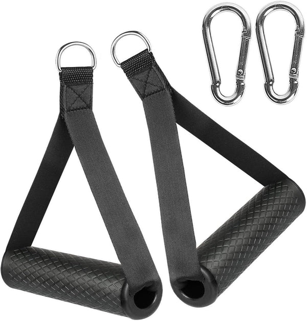 Heavy Duty Workout Handle for Resistance Bands - Exercise Grip Puller Handle with 2 Carabiners for Fitness Equipment