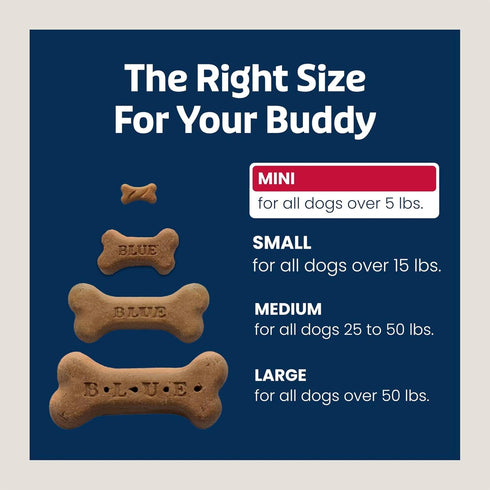 12oz. 4 Count Blue Buffalo Bones Natural Crunchy Dog Treats Mini Dog Biscuits Beef, Bag