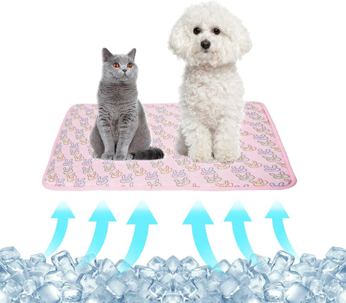 NACOCO Pet Cooling Mat, Cat Dog Cushion Pad for Summer Cool Down, Comfortable Soft for Pets and Adults (M, Pink)