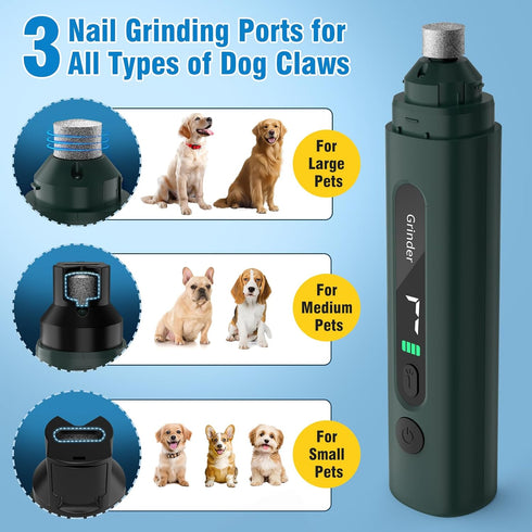 7-Speed Trimmers, Dog Nail Grinder, Quiet Electric Dog Nail Dog Nail Clippers with Sponge Dust Collection & File