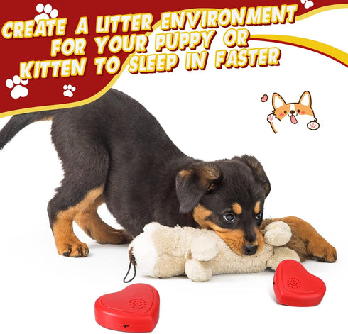 2 Pcs Heartbeat Puppy Toy, Heartbeat Simulator for Pet Anxiety Relief, Calming Toys for Dogs and Cats