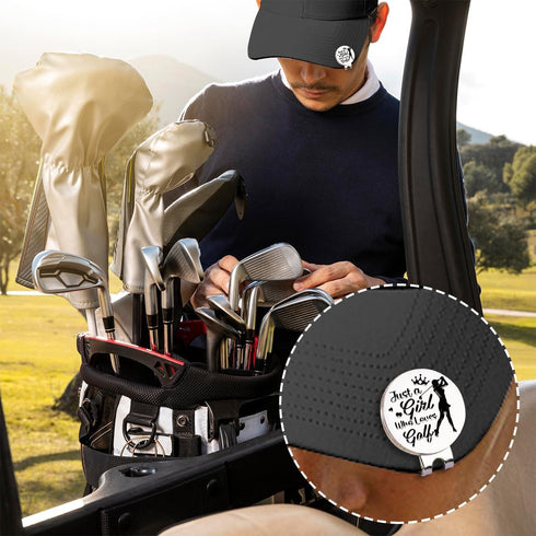 Just A Girl Who Loves Golf Golf Ball Marker with Magnetic Hat Clip, Funny Golf Gifts for Women, Birthday for Golf Lovers