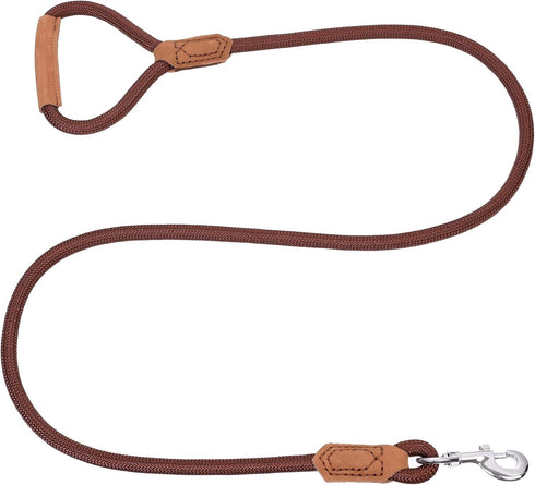 Mile High Life Premium Leather Dog Leash - Strong Rope Leash with Leather Handle, 4/5/6 Feet for Small Medium Large Dogs