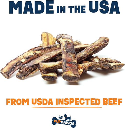 8-10 (16 Pack) Single Ingredient Dog Bones - Made in USA Beef Rib Bones - Natural Dog Bones for Aggressive Chewers