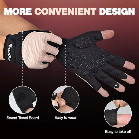 Seektop Breathable Workout Gloves for Women & Men, Thick Padded Weight Lifting Gloves, Full Palm Protection, Excellent