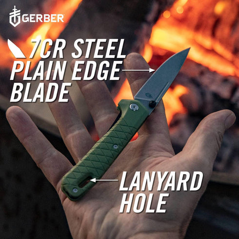 Gerber Gear Zilch Pocket Knife - Folding Knife with 3.1" Plain Edge Blade, EDC Gear, Lichen Green