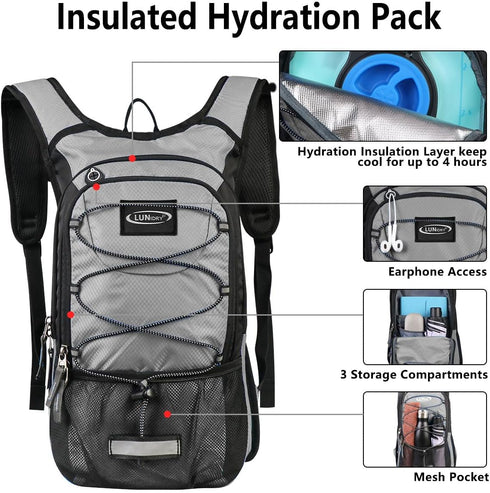 Insulated Hydration Pack Backpack, 3L BPA Free Leak-Proof Water Bladder, Keeps Liquids Cool for Up to 5 Hours