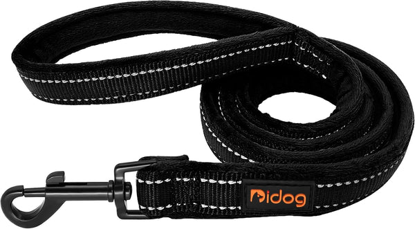 Didog Dog Walking Leash - 4 FT Black with Soft Flannel Padded Handle, Reflective Night Safety for Small Medium Dogs