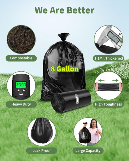 50 8 5 1.1 Portable Toilet Bags, Thick Biodegradable Camping Toilet Bags for Portable Potty, Gal Compost Toilet Waste