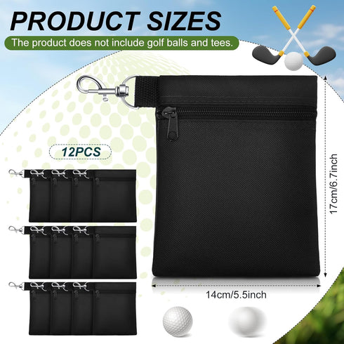 WILLBOND 12 Pcs Golf Tee Bag Holder - Golf Tee Pouch with Metal Lobster Claw Clip, Multicolor Portable Golf Accessories
