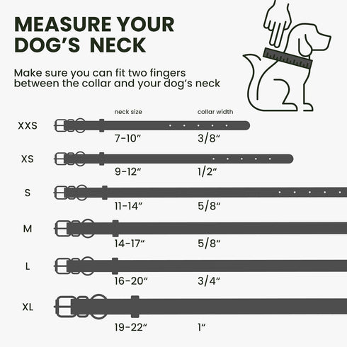 Rolled Leather Dog Collar Soft Round Collars, ID Tag for Small Medium Large Dogs (14-17 inch, Black Midnight & Black Buckle)