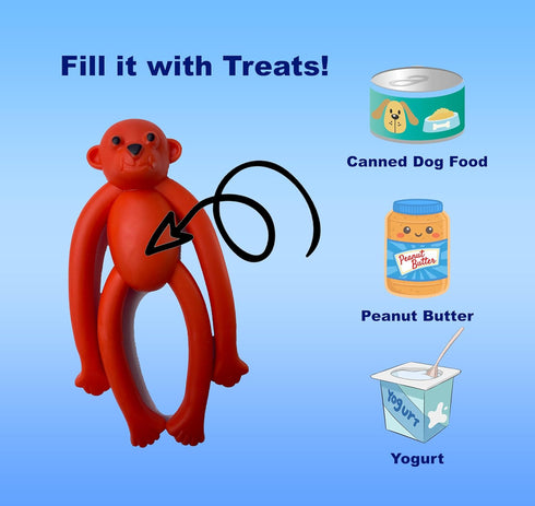 Puppy Chew Toys 2-Pack for Small/Medium Dogs, Rubber Monkey Teething Toys for Fetch