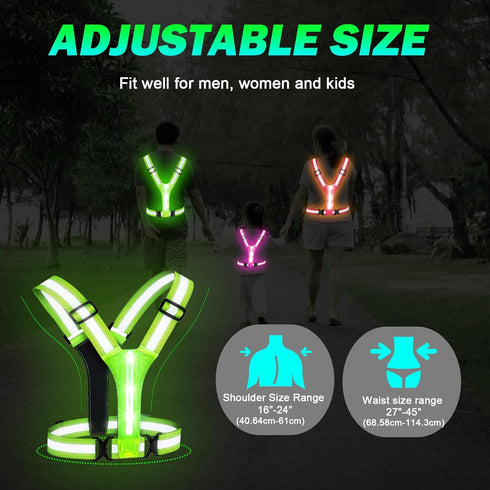 Simket LED Light Up Running Vest, High Visibility Reflective Vest for Night Walking and Running