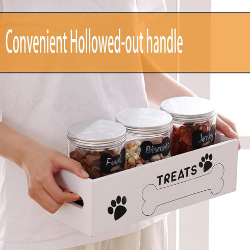 3 Dog Treat Container Cat Food Organizer with Jar Pet Snack Container Decorative Pet Food Containers Farmhouse Decor