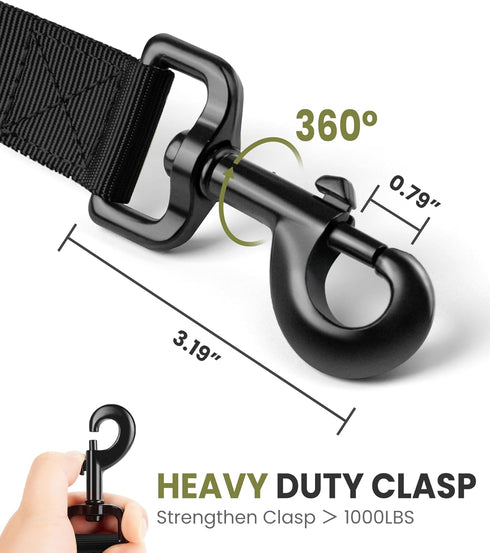 OutdoorMaster Heavy Duty Bungee Dog Leash with Shock Absorption, 2 Padded Handles for Improved Safety - Black, 4 FT
