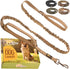 Heavy Duty Bungee Dog Leash 6 ft - 7.5 ft for Large Medium Dogs, No Pull, Reflective, Tactical, Coyote Brown