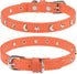 Leather Dog Collar for Small Medium Dogs, Adjustable Star Moon Rivet Studded, Rust-Proof Metal Buckle, Orange, Size