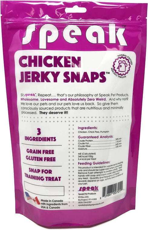 Chicken Jerky Snaps, Gluten and Grain Free Low Calorie Training Treat Snacks with Pumpkin, Perfect for Dogs 14 Ounces