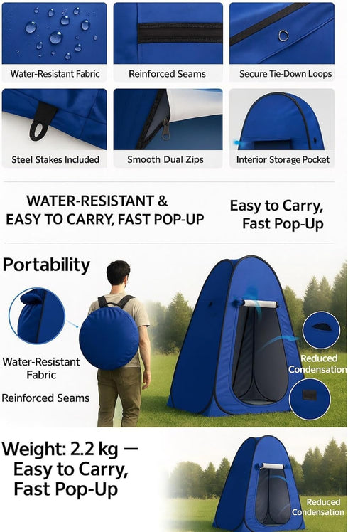 Setup Pop Up - Privacy Shower Tent, Portable Toilet or Dressing Room for Camping - Lightweight Changing Tent with Carry