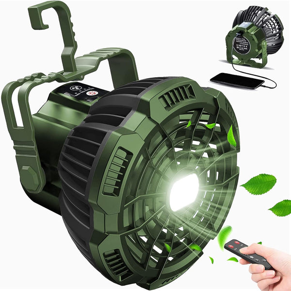 AYAMAYA Rechargeable Camping Tent Fan with LED Light, Remote Control, 7800mAh Portable