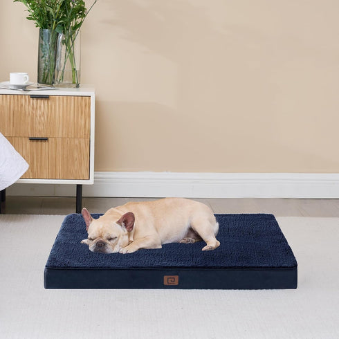 EHEYCIGA Orthopedic XL Dog Beds for Extra Large Dogs, Removable Washable Cover for Crate, Navy, 41x27