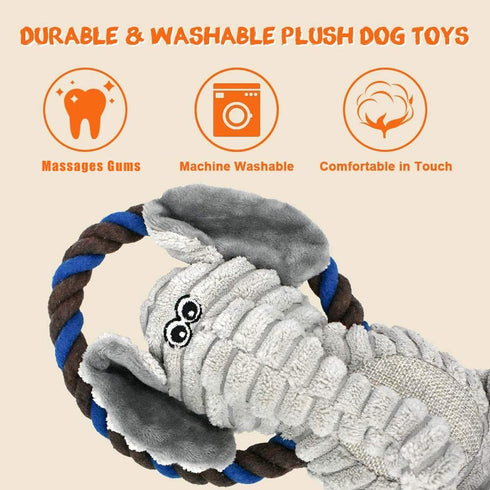 Rope Dog Toys for Small Dogs, Tug of War Toys, Squeaky Toys to Keep Them Busy, Interactive for Aggressive Chewers