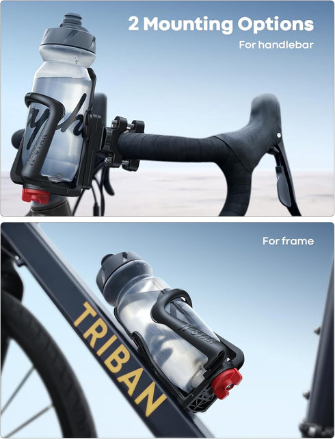 Lamicall Bike Water Bottle Holder for 1.9-2.8" Diameter Bottles, Handlebar & Frame Motorcycle Cup Holder