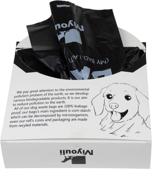 Miyouli 300 Counts Extra Thick Black Pet Poop Waste Bags With Handles for Dogs Ocean Wind-Scented