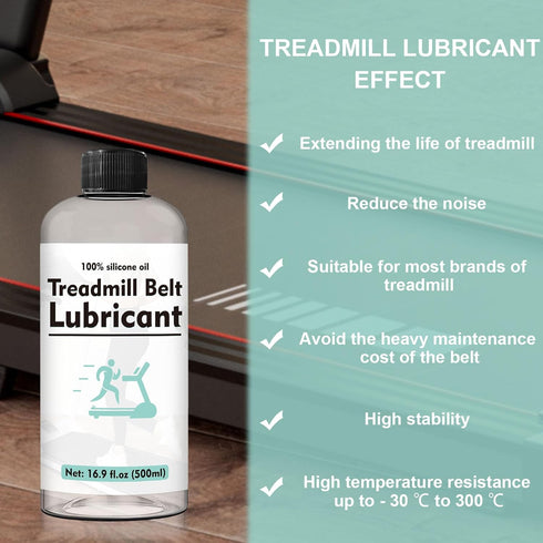 500ml (17oz), 1000cs 100% 7.8" 10ml Treadmill Lubricant for Belt Silicone Oil with Reach Tube & Syringe, Walking Pad