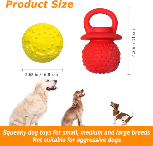 2 Latex Chew Dog Toys, Novelty Squeaky Pacifier Dog Toys for Teething Puppies, Mild Chewing Small, Medium, Large Dogs