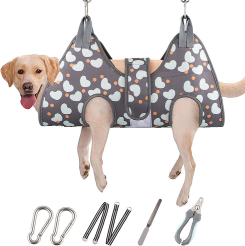 ATESON Dog Grooming Hammock for Medium/Large Dogs with Nail Clippers/Nail Trimmers, Dog