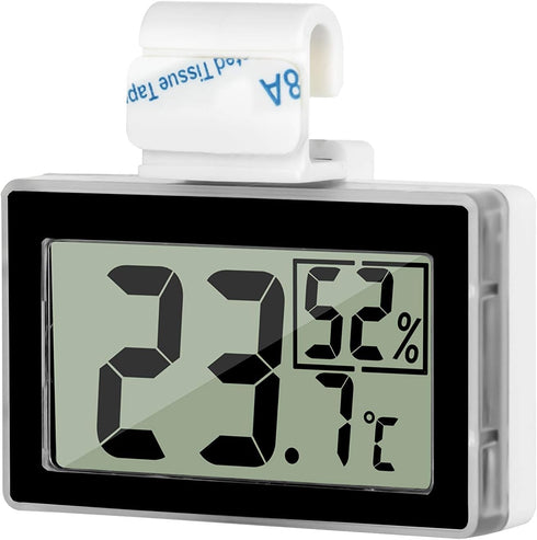 Digital Reptile Thermometer Hygrometer with Hook & Adhesive, LCD Display for Reptile Tanks and Terrariums
