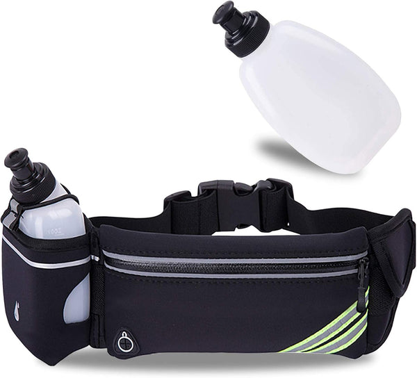 Running Belt with Water Bottle Holder for iPhone 16 15 14 13 12 11 Pro Max Xs 16e Xr X Plus SE Mini/Galaxy, Reflective